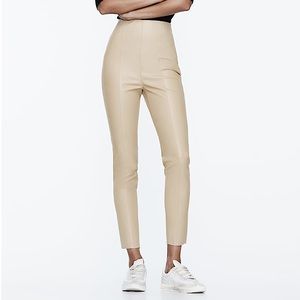 Zara FAUX LEATHER HIGH-WAISTED LEGGINGS S NWT